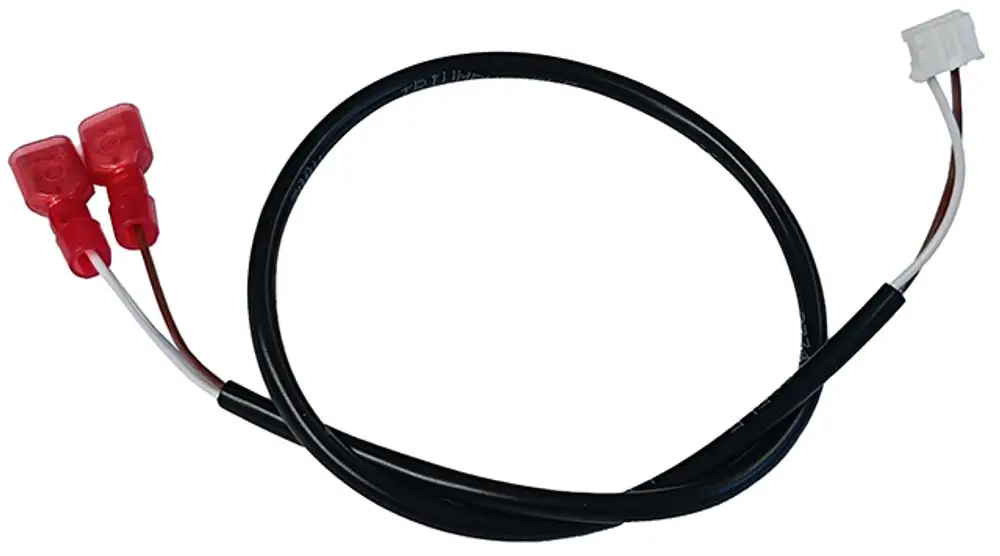 Kabelbaum mit zwei roten Anschlüssen und einem Stecker, verwendet von Syr, für die elektrische Verbindung in Geräten.